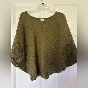 Cotton Flower Olive Poncho Top